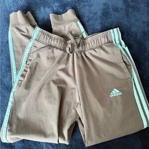 adidas Kids grey Joggers with Mint Stripe Detail